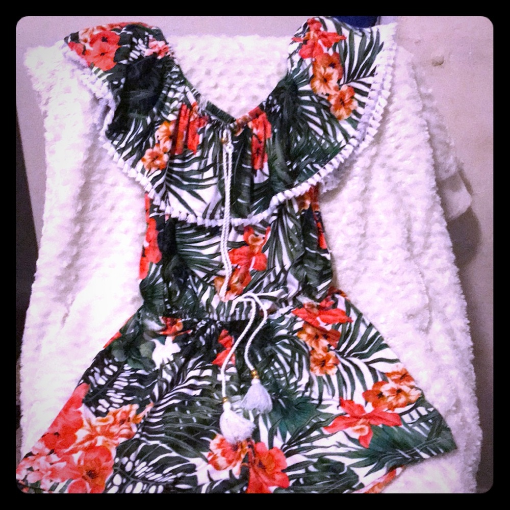 Green and red floral women’s a jumpsuit